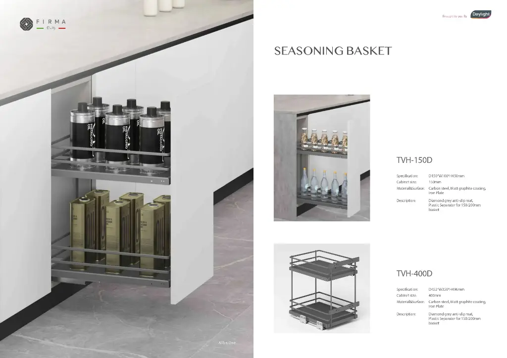 SOFT CLOSE SIDE PULL OUT GRAY VENICE SERIES BASKET 25CM