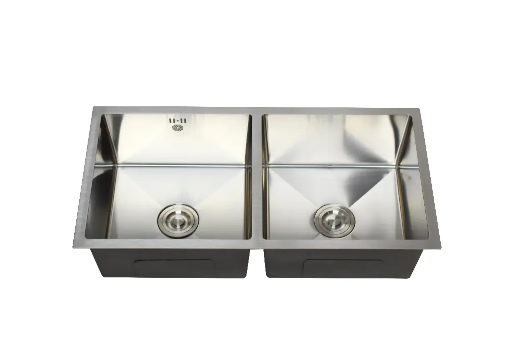 حوض 2 عين  SINK H.M 91*48 بدون شفة سلفر