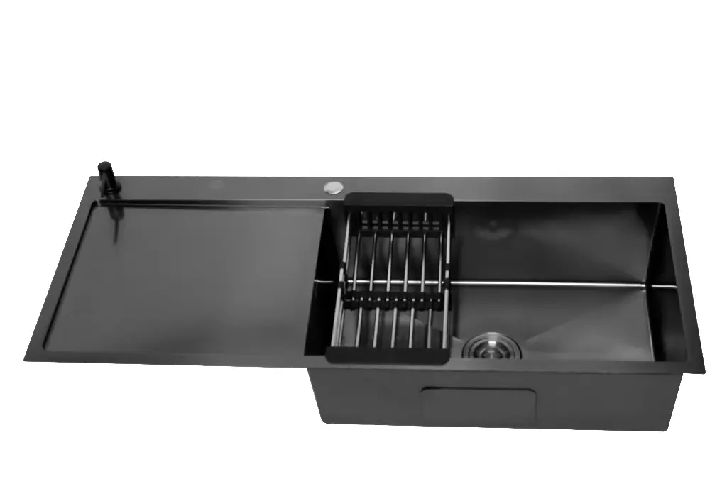 SINK 116*50 BLACK 1BOWL+LEFT SHELF