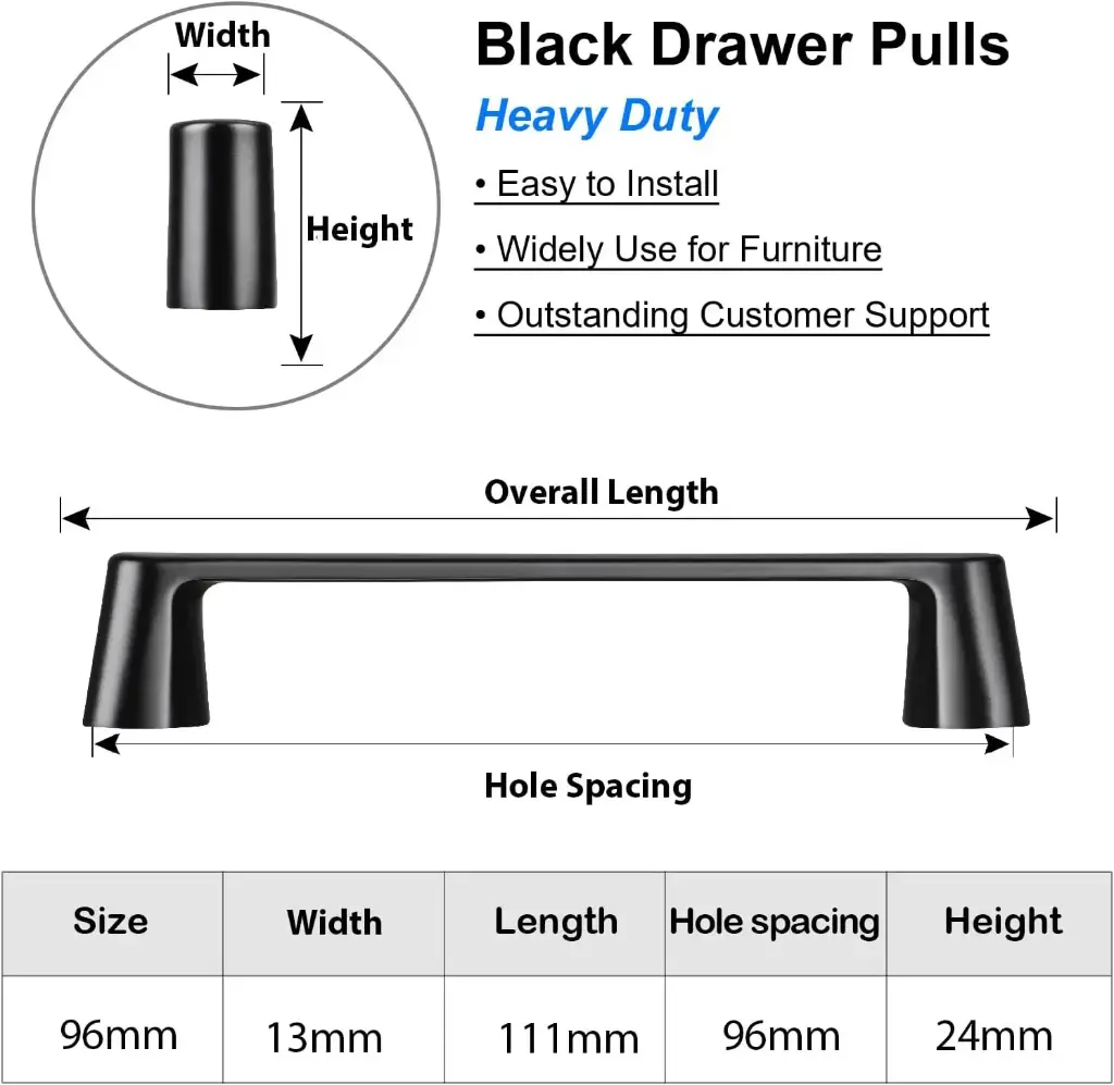 HANDLE 6092-96MM MODEN BLACK